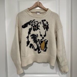 Bartolini Wool Cashmere Blend Cream Sweater with Graphic Design Size Large